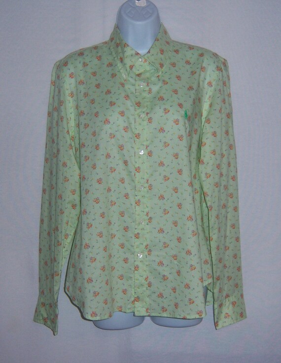 Vintage Polo Ralph Lauren Mint Green Ditsy Floral… - image 2