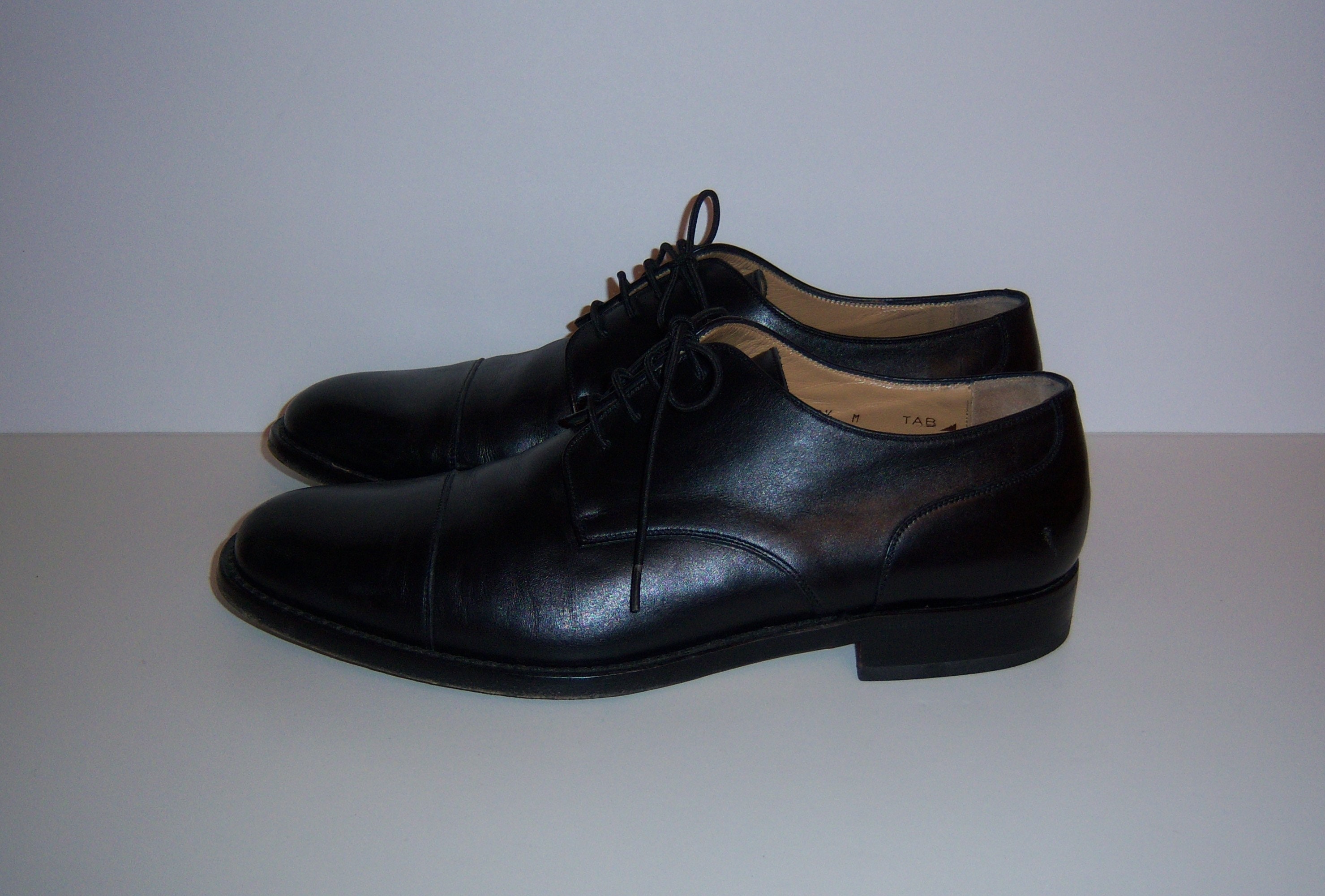 Vintage Bruno Magli Classic Black Leather Tie Oxfords Shoes  display picture 2