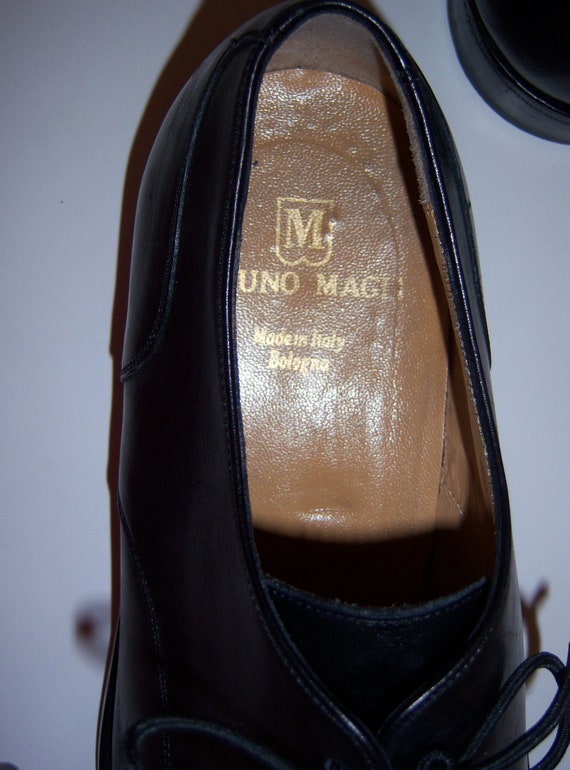 Vintage Bruno Magli Classic Black Leather Tie Oxfords Shoes  display picture 1