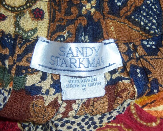 Vintage Sandy Starkman Patchwork Print Beaded Cri… - image 4