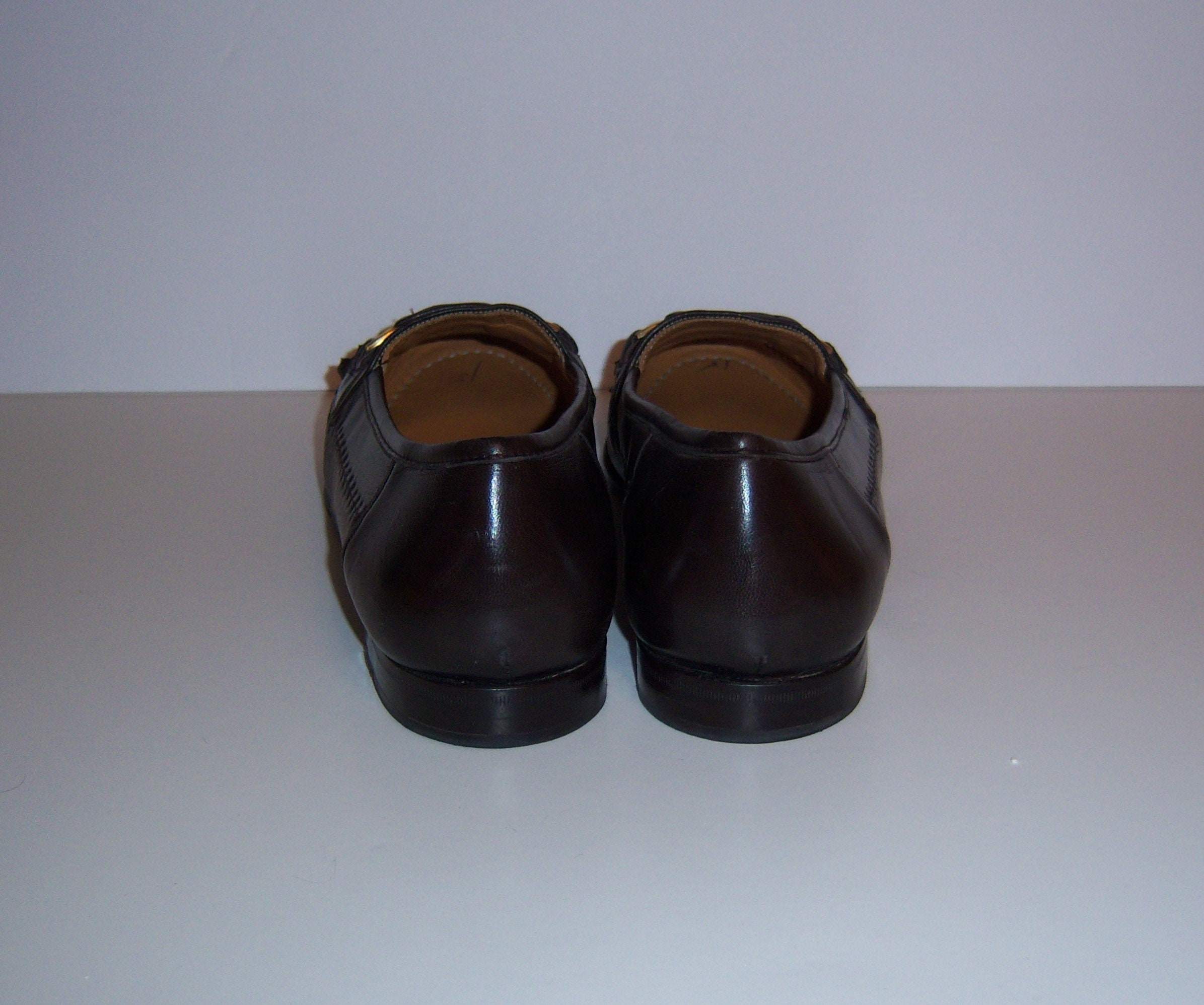 Vintage Botticelli Dark Brown Leather Kilty Loafers Shoes 
