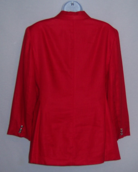 Vintage Lauren Ralph Lauren Bright Red Linen Jack… - image 3