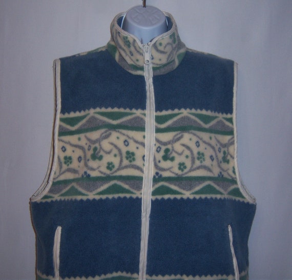 Vintage Woolrich Blue Off White Green Grey Floral… - image 1