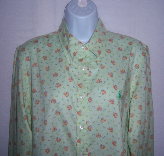 Vintage Polo Ralph Lauren Mint Green Ditsy Floral… - image 1