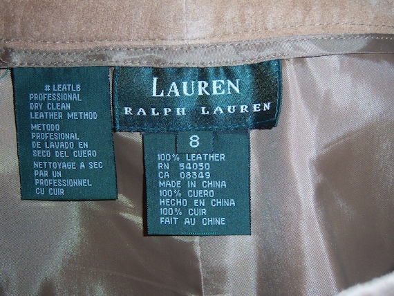 Vintage Lauren Ralph Lauren Khaki Tan Suede Leath… - image 4