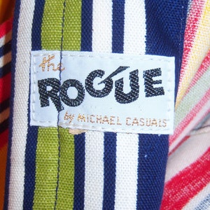 Vintage The Rogue by Michael Casuals Blue Red Yellow Lime Bold Striped Stripes Wrap Day Dress 10 Medium image 4