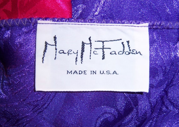 Vintage Mary McFadden Purple Hot Pink Paisley Dam… - image 4