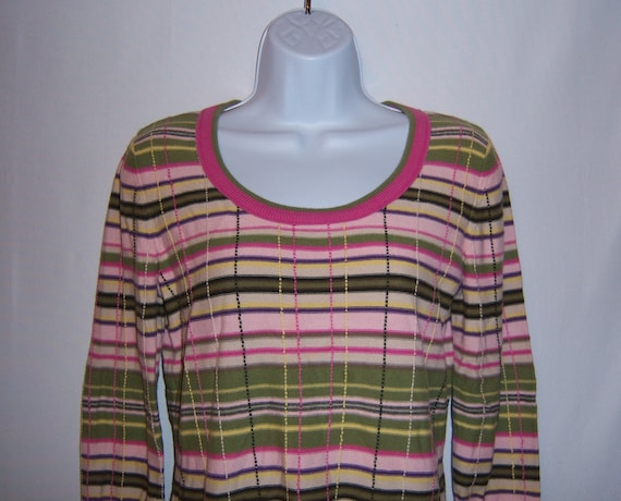 Vintage Harold's Green Pink Brown Plaid Striped C… - image 1