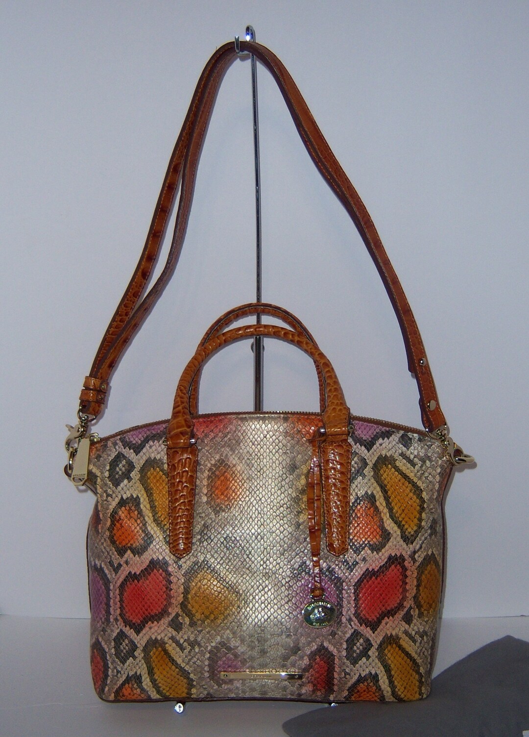 RARE! Vintage Brahmin Leather Handbag Purse - Brown / Black