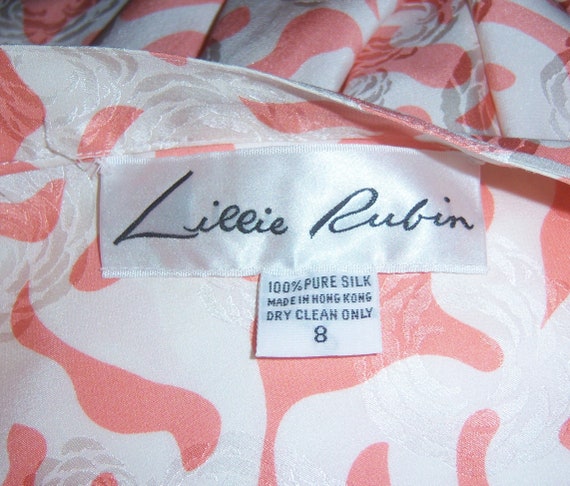 Vintage Lillie Rubin Ivory Peach Squiggle Print P… - image 4