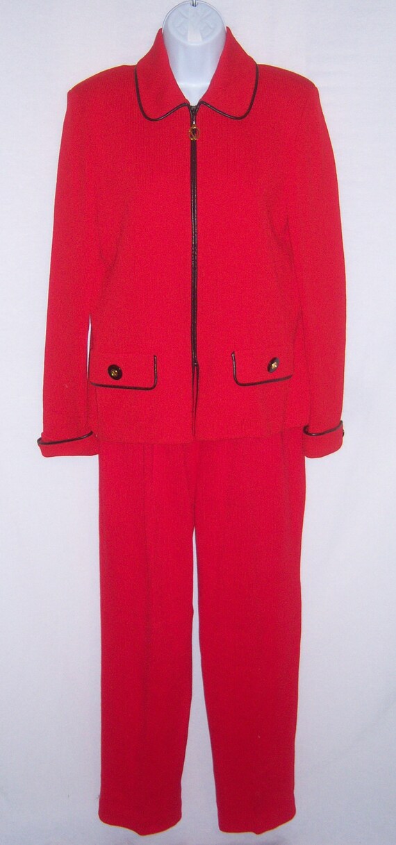 Vintage St. John Collection by Marie Gray Red Black Leather