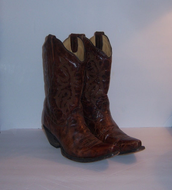 Vintage Corral Brown Marbled Cowboy Boots 10 Mediu