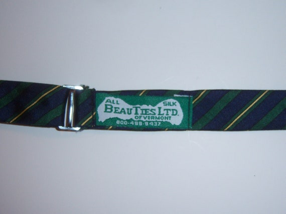 Vintage Beau Ties Ltd. Navy Blue Yellow Green Dia… - image 2