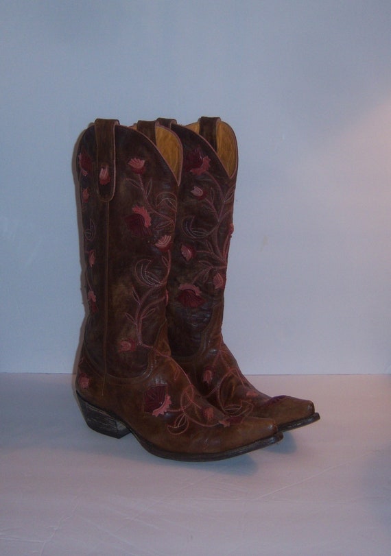 Vintage Old Gringo Floral Cowboy Boots 6 Medium Le