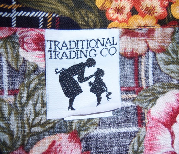 Vintage Traditional Trading Co. Navy Red Gold Ros… - image 4