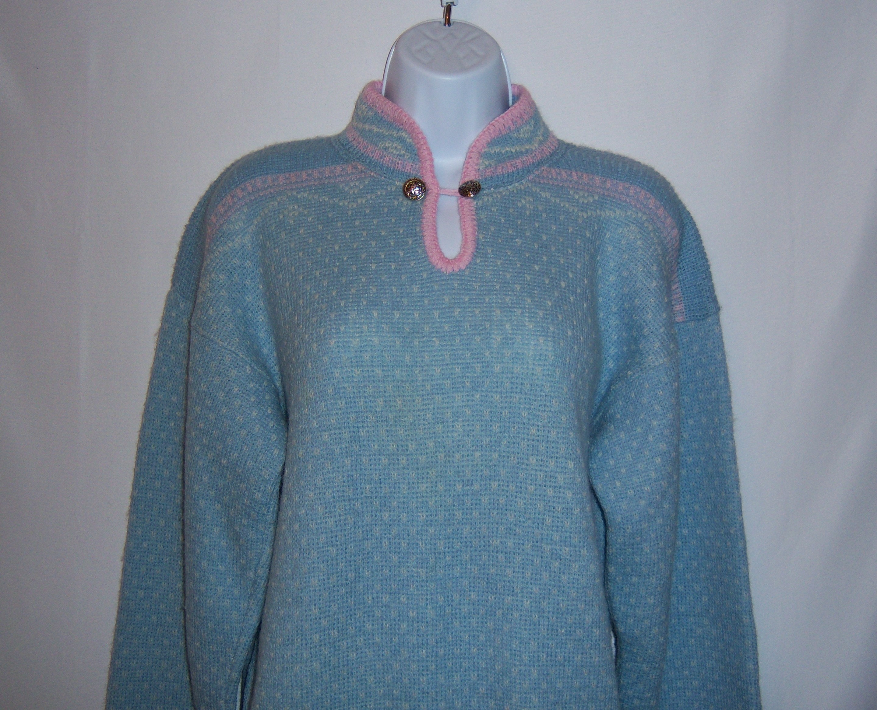 Vintage Eddie Bauer Light Blue Pink Birdseye Nordic Denmark Danish 