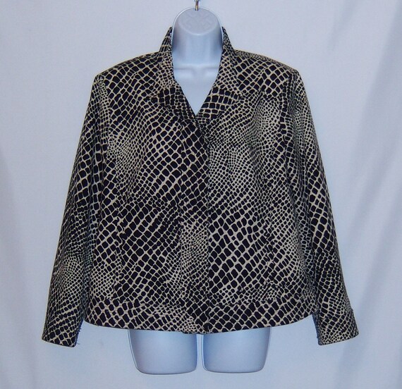 Vintage Armani Collezioni Black Ecru Large Reptile Snakeskin