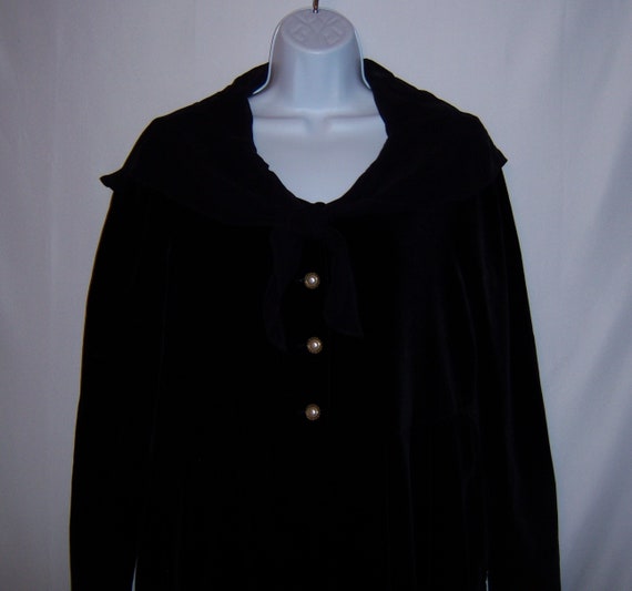 Vintage Laura Ashley Black Velvet Sailor Dress 10… - image 1