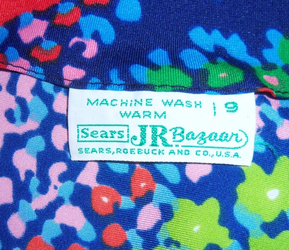 Vintage Sears Jr Bazaar Blue Green Pink Red Mod F… - image 4