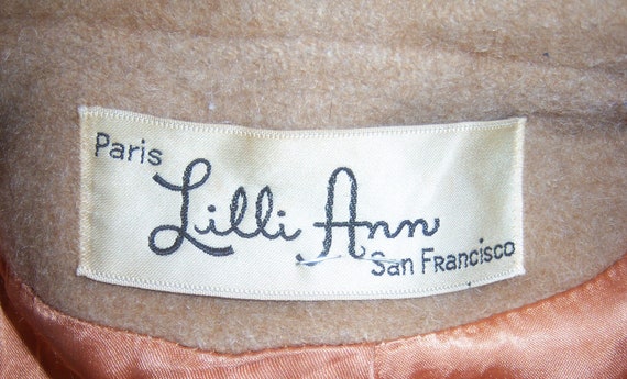 Vintage Lilli Ann Tisse A Paris Camel Mink Collar… - image 4
