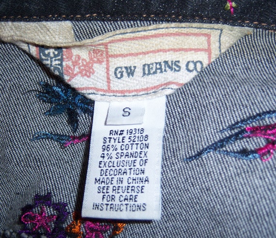 Vintage GW Jeans Co Midnight Blue Denim Asian Ori… - image 4