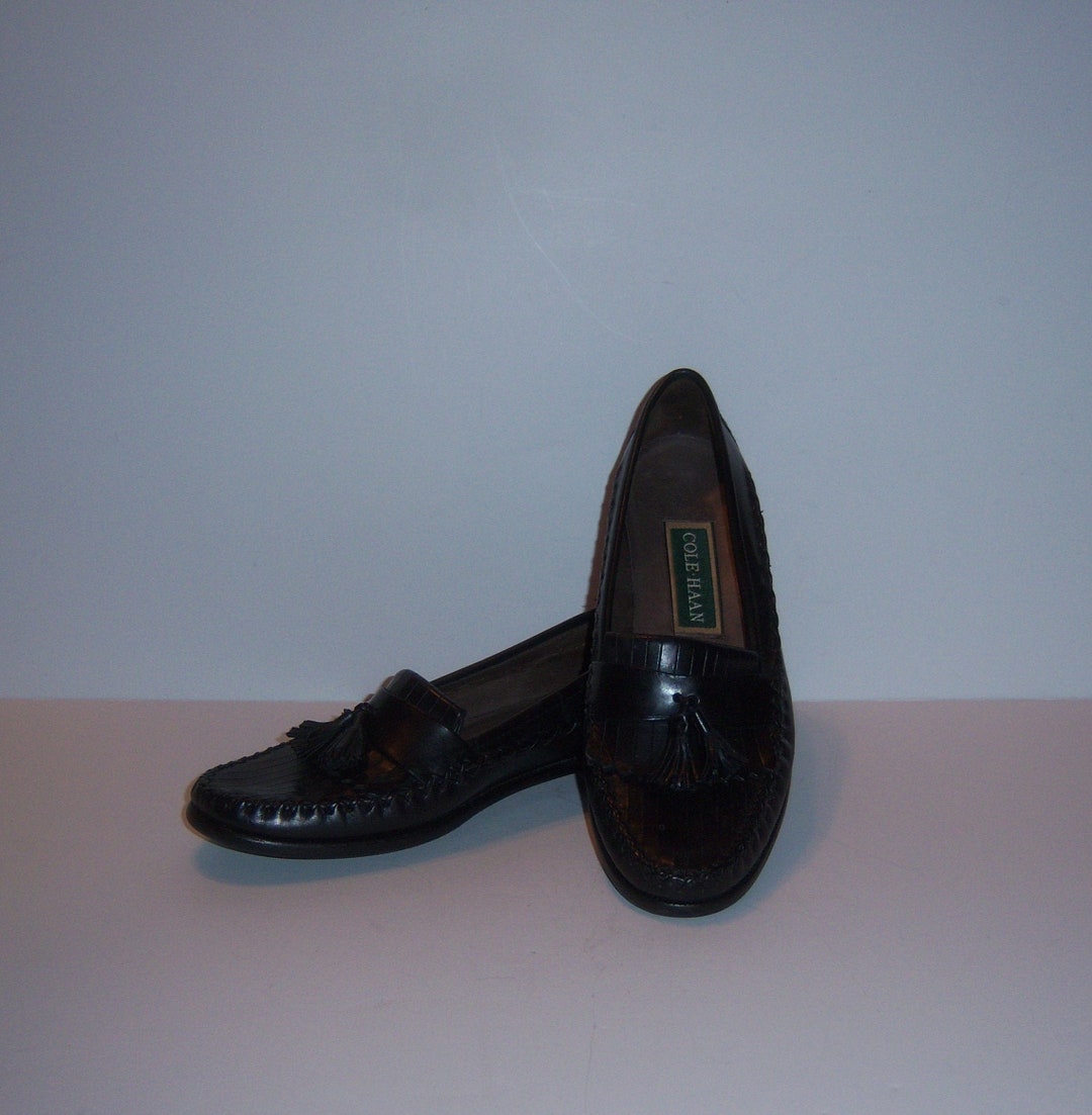 Cole Haan Mens Black Leather Kiltie Buckle Loafers C03518 Size 10 D Cole Haan Vintage 03518 Pinch Buckle Kiltie Loafer Black  main image 2