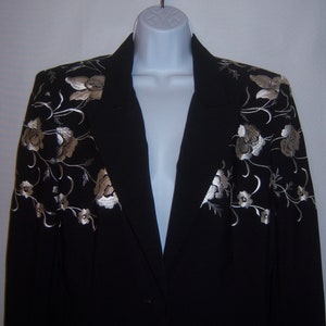 Vintage Nahdree' for Victor Costa Black White Silver Floral Flower
