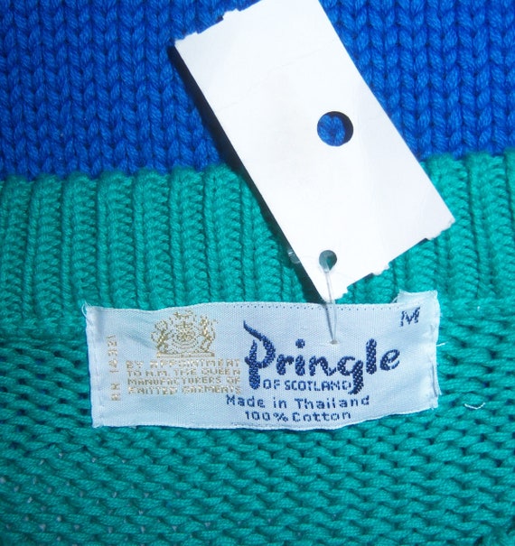 Vintage Pringle of Scotland Blue Green Purple Whi… - image 4