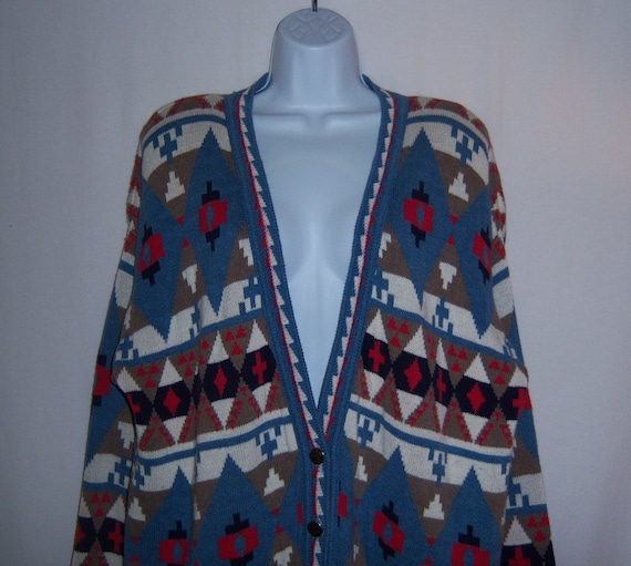 Vintage Delia McKain Blue Red White Navajo Native… - image 1