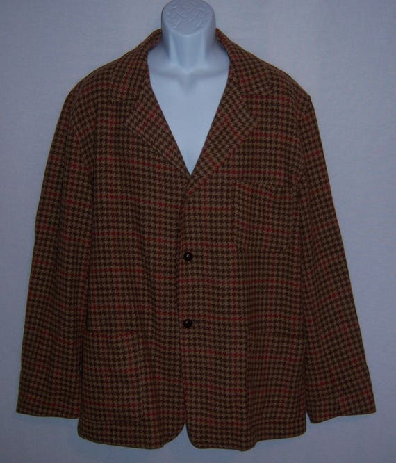 Vintage L.L. Bean Brown Tan Houndstooth Tweed Woo… - image 2