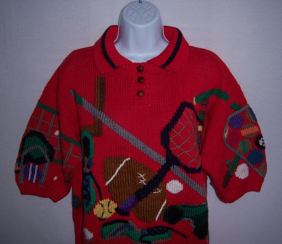 Vintage Traditional Trading Co. Hand Knit Red Bla… - image 1