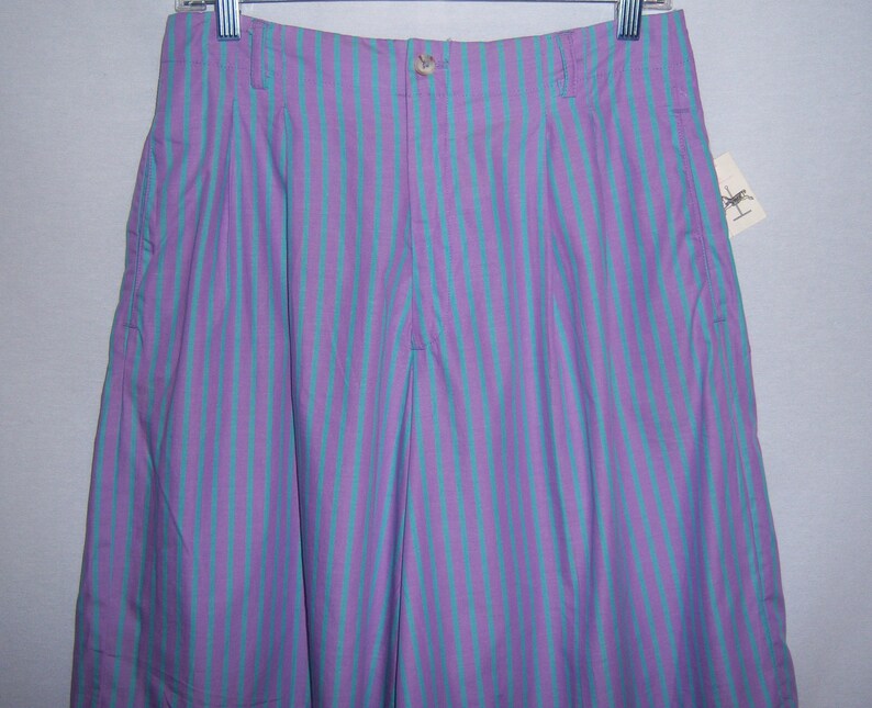 Vintage Breeches Lavender Mint Green Stripes Striped Cotton High Waist Bermuda Walking Shorts 10 12 Deadstock NWT NOS Harold Powell Harold/'s