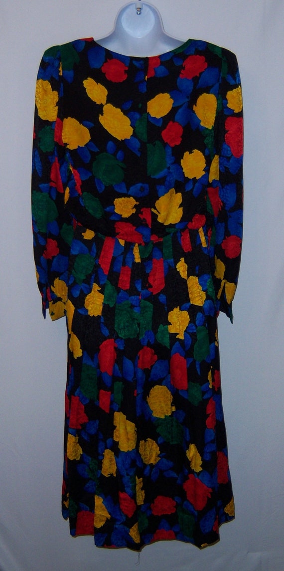 Vintage Adrianna Papell Black Yellow Blue Green R… - image 3