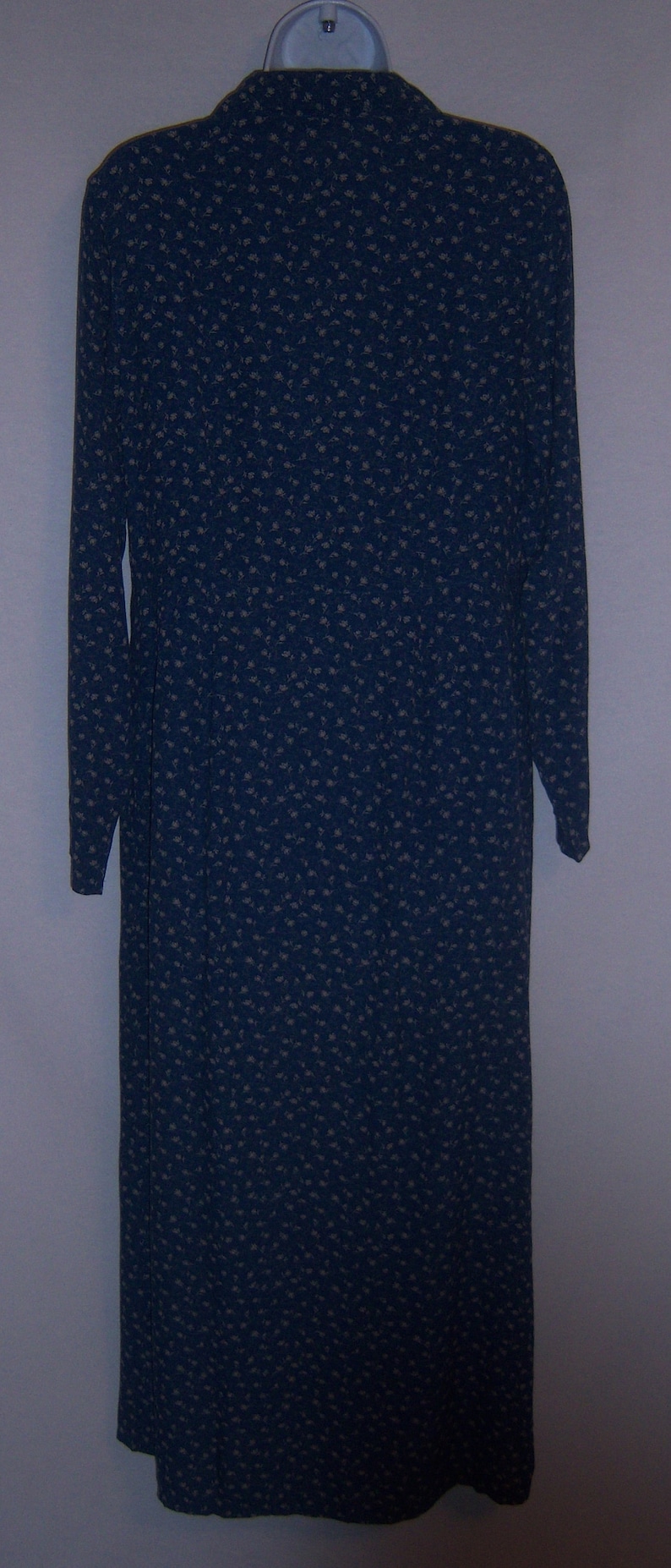 Vintage Eddie Bauer Blue Small Ditsy Floral Flower Print Prairie Maxi Dress Small S Boho Modest