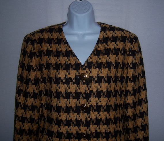 Vintage Doncaster Black Gold Large Houndstooth Pa… - image 1