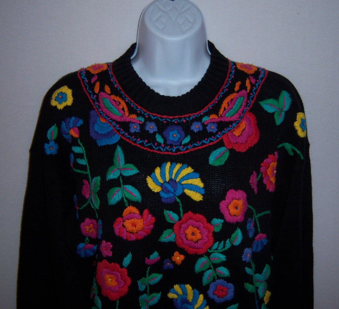Vintage Carole Hanson Black Bright Pink Orange Green Blue