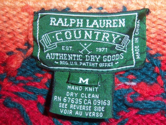 Vintage Polo Ralph Lauren Country Navajo Dark Green Red Orange - Etsy  Australia