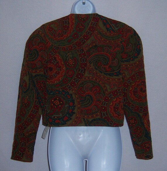 Vintage Jean Claire Green Copper Blue Paisley Qui… - image 3