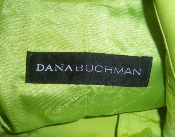 Vintage Dana Buchman Lime Green Duster Trench Rai… - image 4