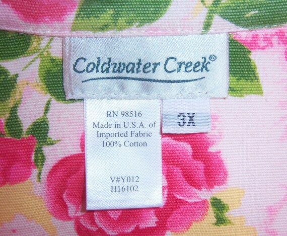 Vintage Coldwater Creek Pink Green Hearts Floral … - image 4