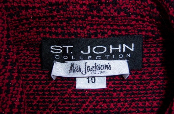 St. John Evening Collection Marie Gray Metallic Dark Red Black 