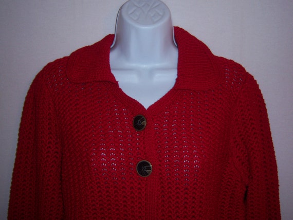 Vintage Talbots Red Mercerized Fly Away Cotton Ca… - image 1