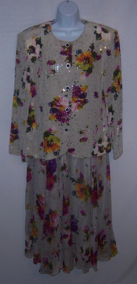 Vintage Rickie Freeman Teri Jon Terijon Nites Grey Pu… Gem