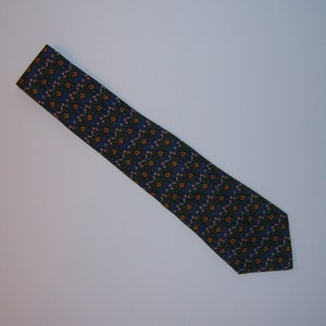 Vintage Liberty of London Wm Morris Collection Blue Art Deco Floral Flower Print Silk Necktie Tie Neck Tie William Morris