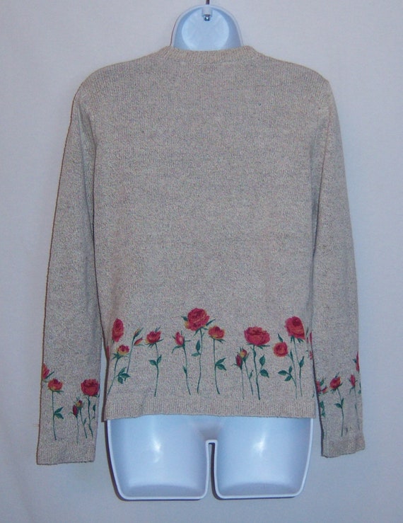 Vintage Laura Ashley Oatmeal Red Green Floral Flo… - image 3