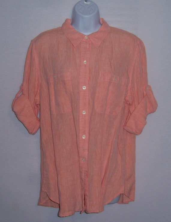 Vintage Lauren Ralph Lauren Orange Sherbert Linen… - image 2