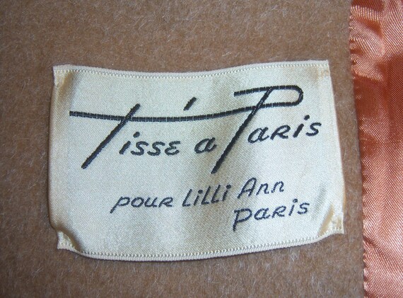 Vintage Lilli Ann Tisse A Paris Camel Mink Collar… - image 5