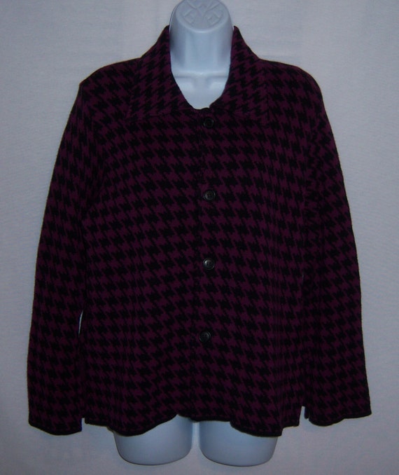 Vintage Joan Vass Black Purple Plum Berry Houndst… - image 2