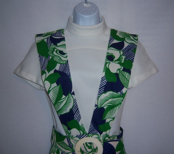 Vintage Terrena by Buster Werber Blue Green Flora… - image 1