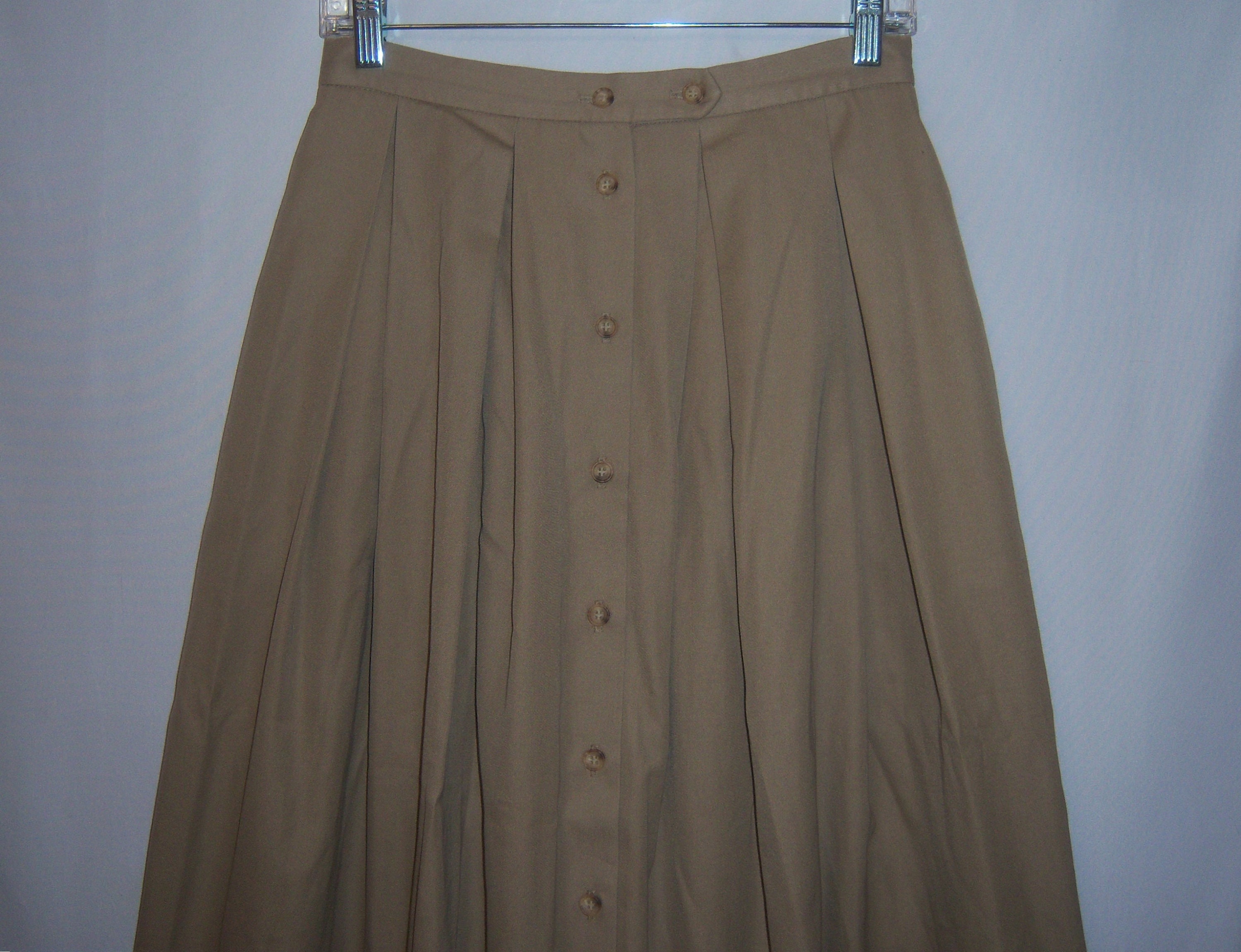 Khaki Pleated Skirt